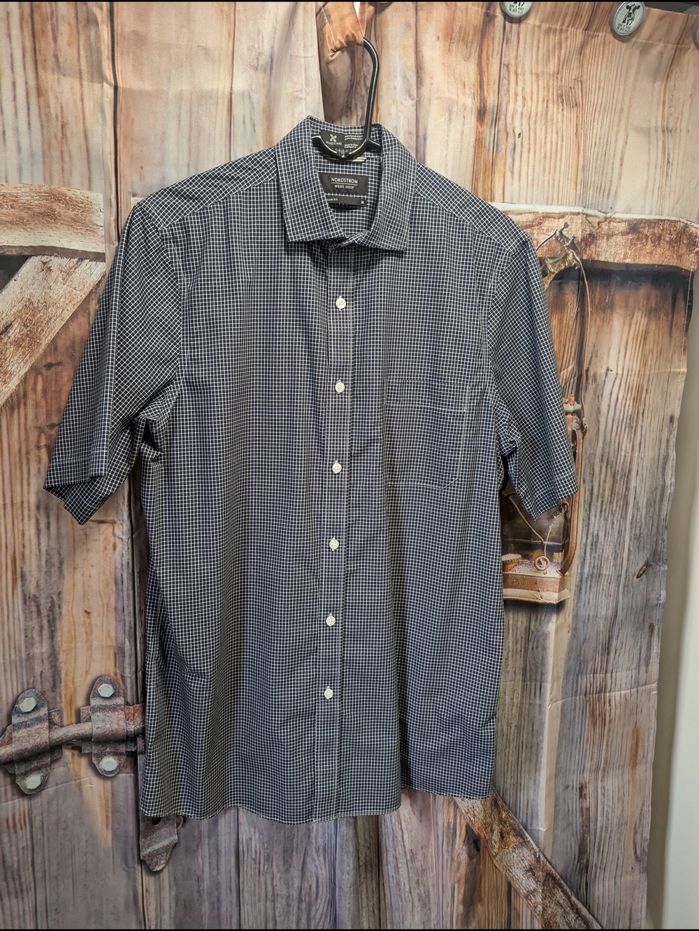 croft & barrow Black and White Check Short-Sleeve Button-Down Shirt